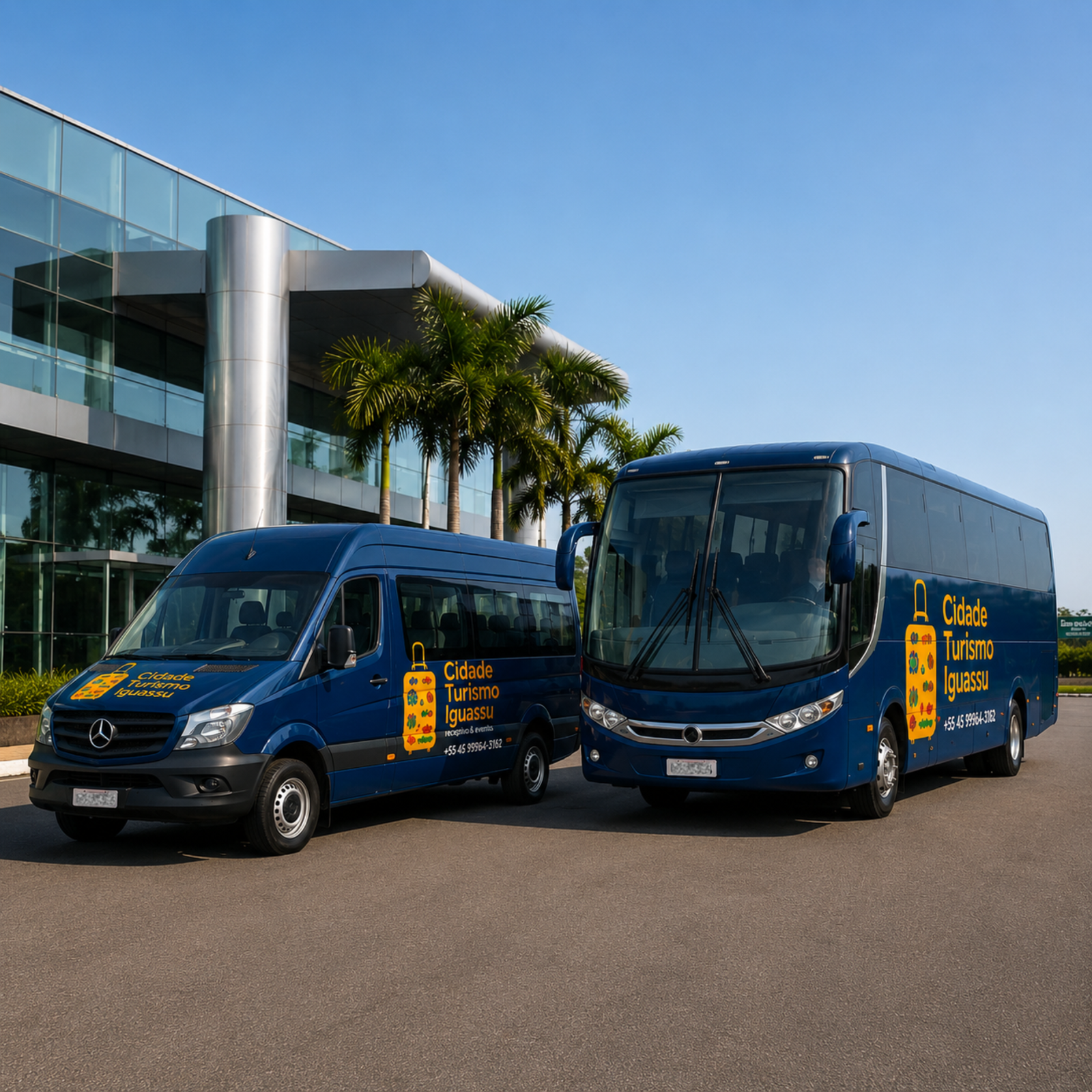 Frota de vans e ônibus da Cidade Turismo Iguassu